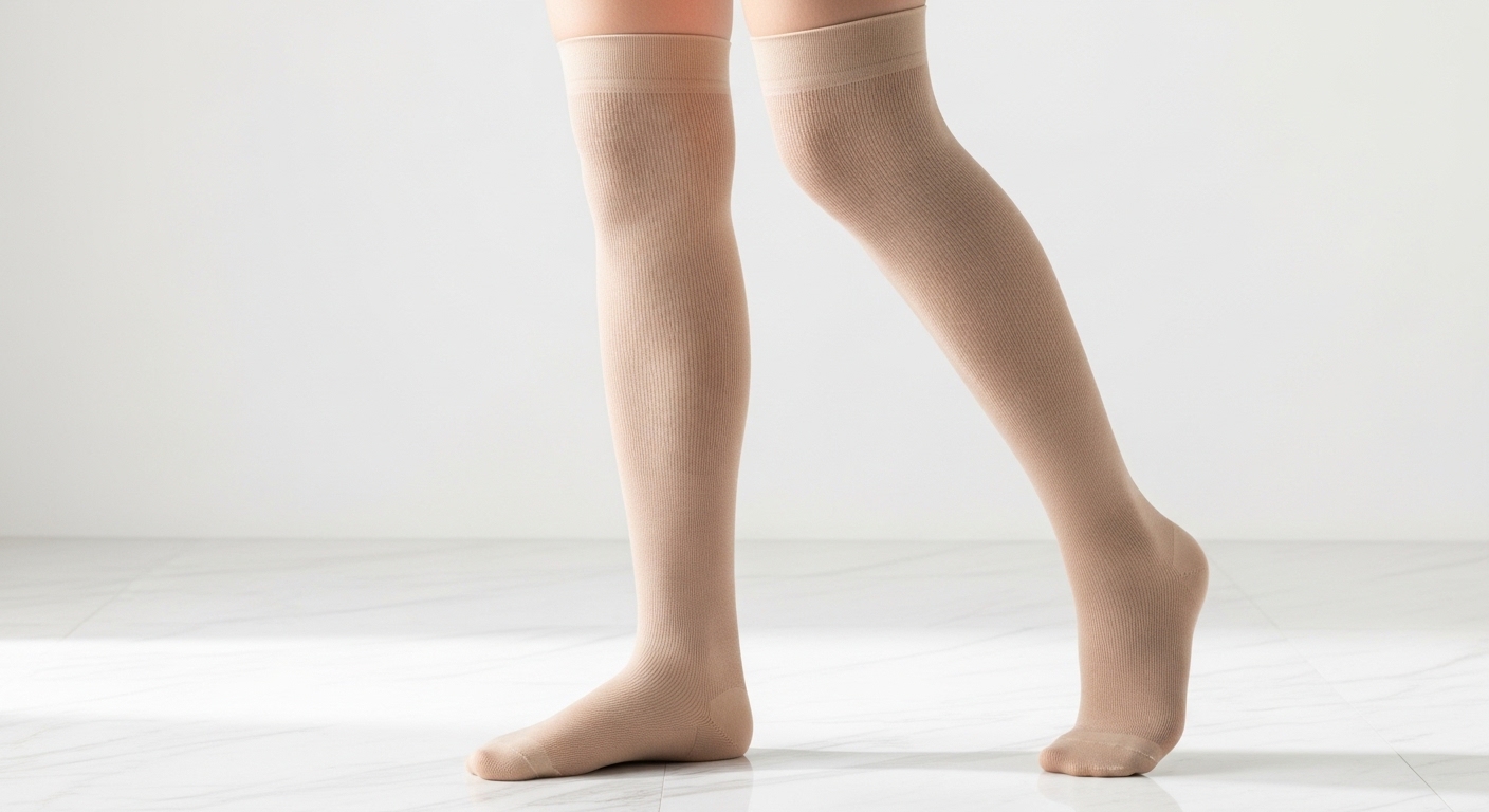 Sheer shaping tights with firm mid-thigh support